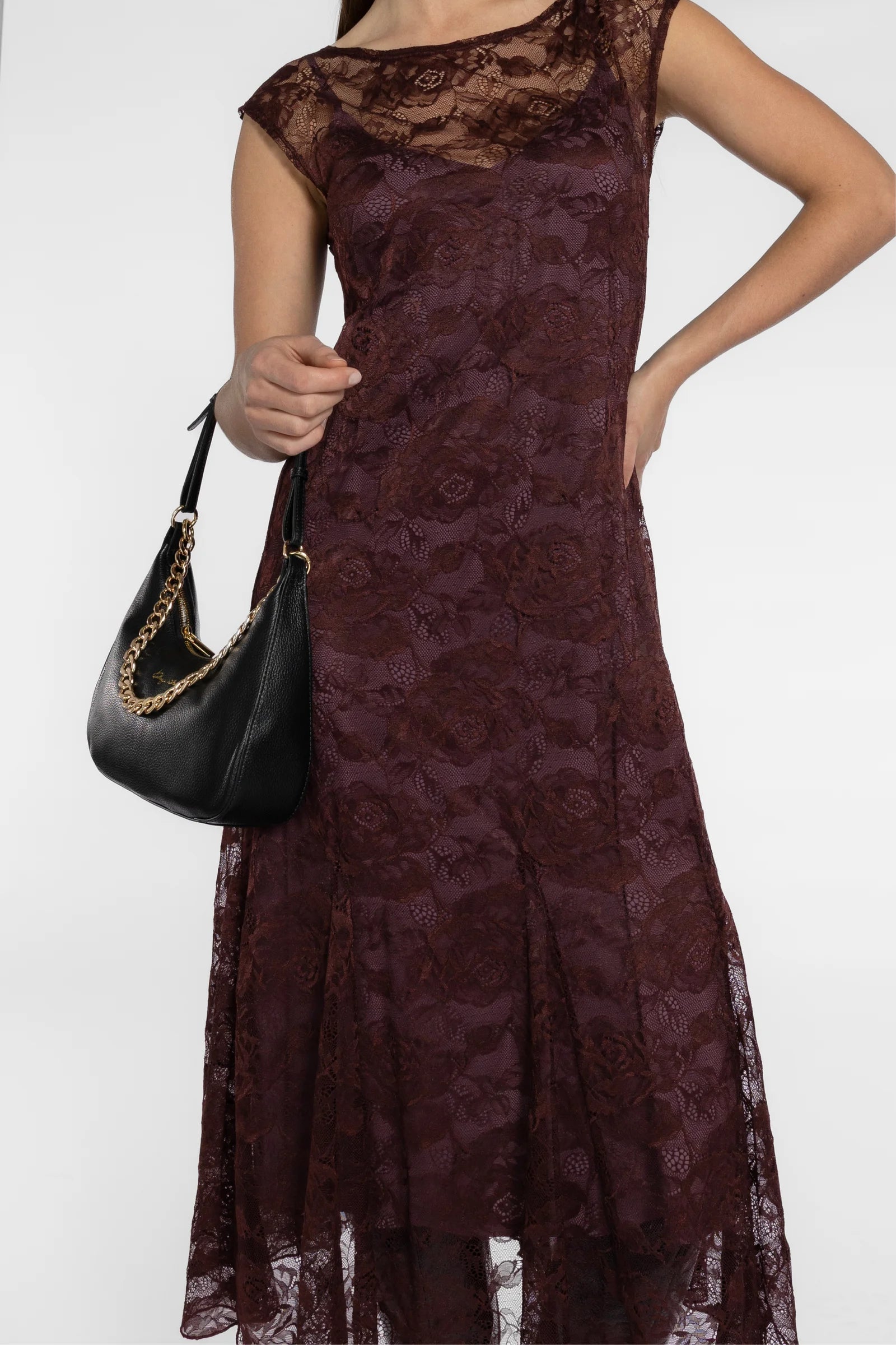 REPERTOIRE BOWIE LACE DRESS - RAISIN - THE VOGUE STORE