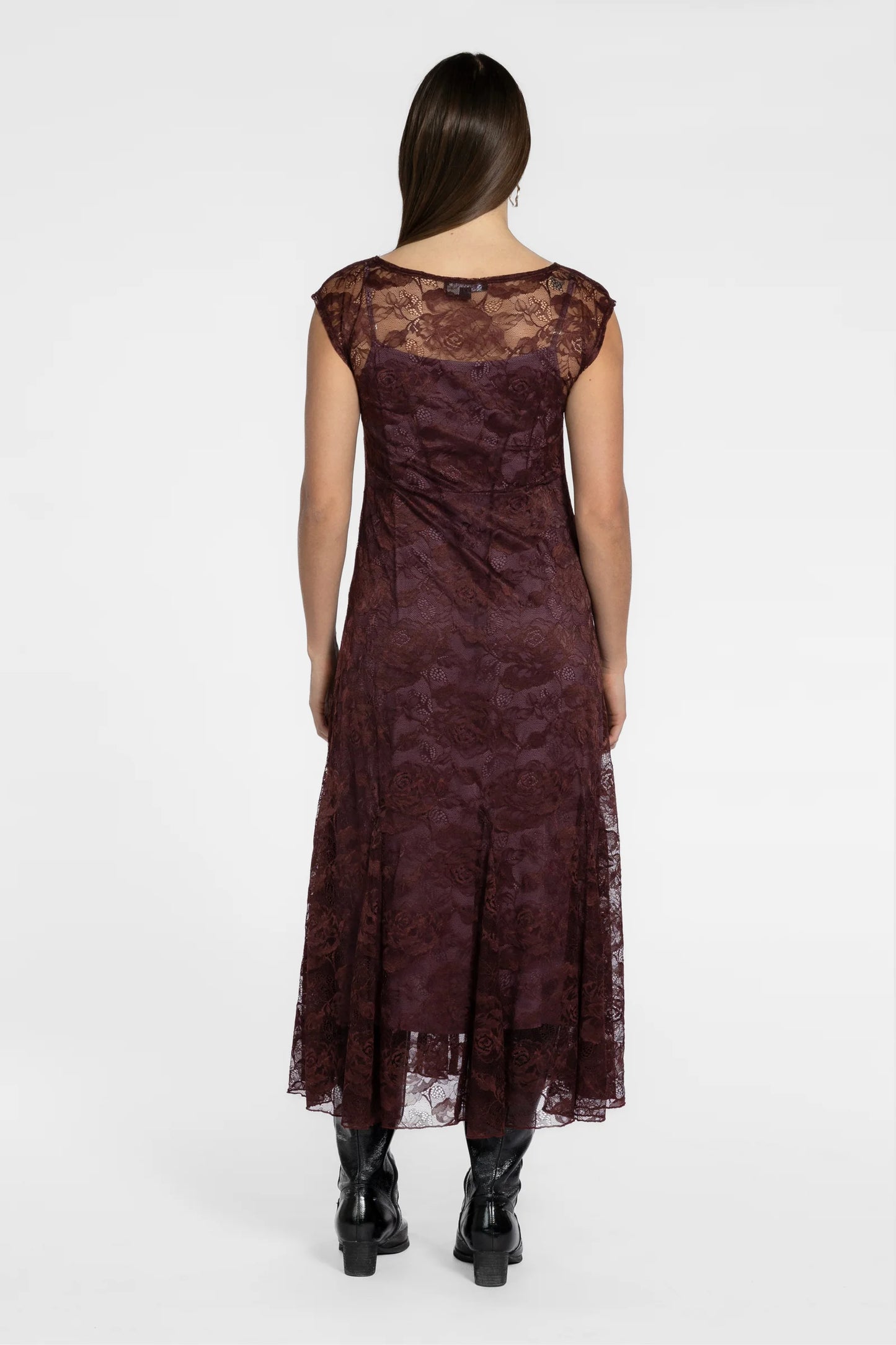 REPERTOIRE BOWIE LACE DRESS - RAISIN - THE VOGUE STORE