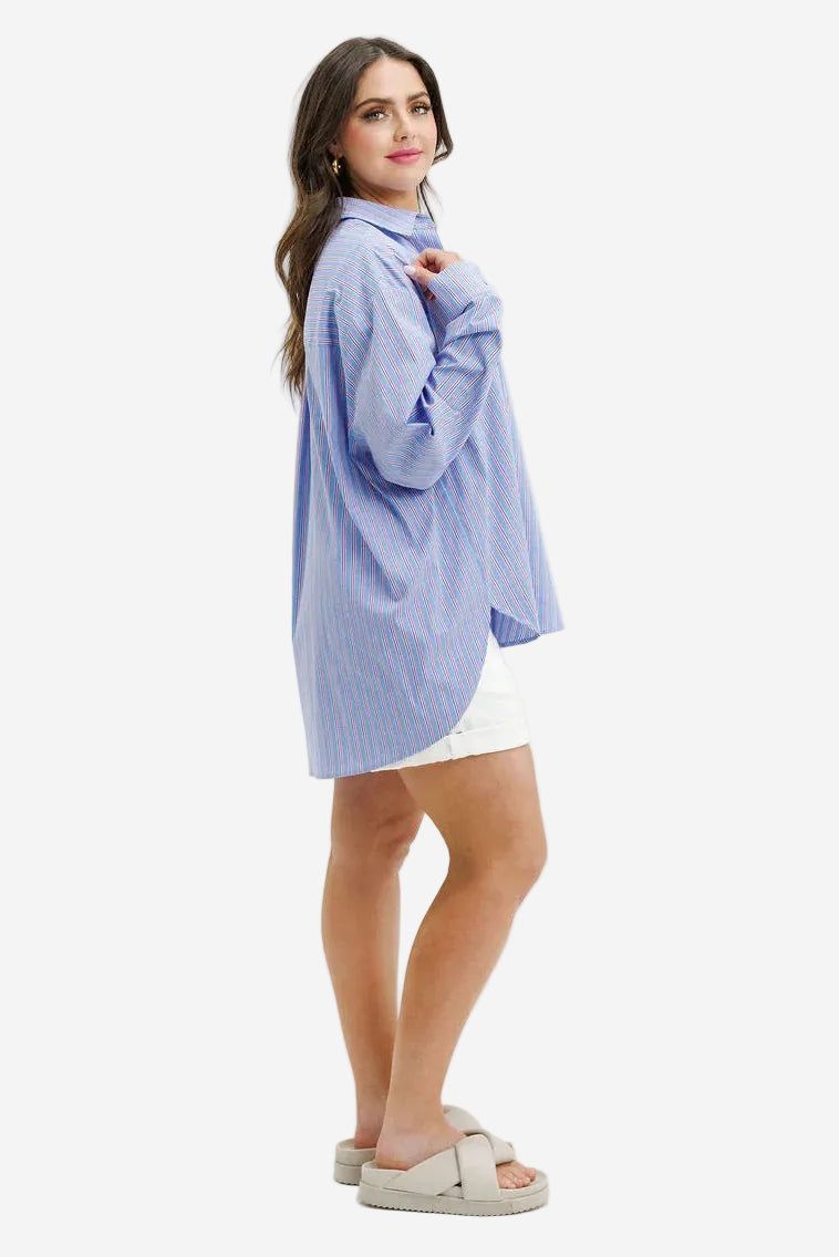 HOMELEE ELIZA SHIRT - BLUE HAVEN - THE VOGUE STORE