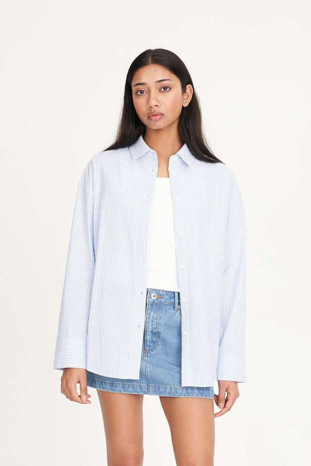 HUFFER CRUISE DAY SHIRT - ICE BLUE STRIPE - THE VOGUE STORE