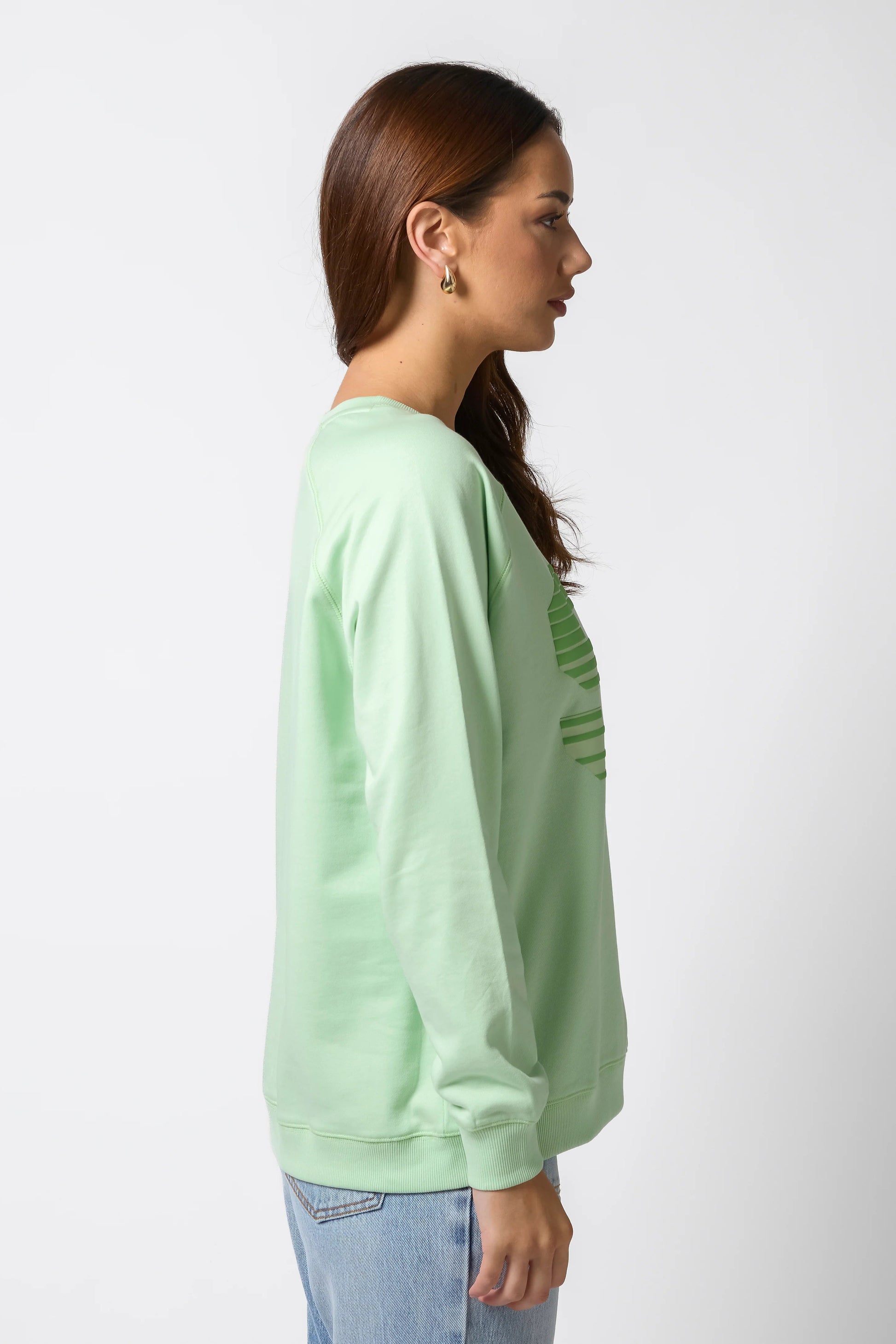 STELLA + GEMMA CLASSIC SWEATER - GREEN - NYC SPORTY STRIPES - THE VOGUE STORE