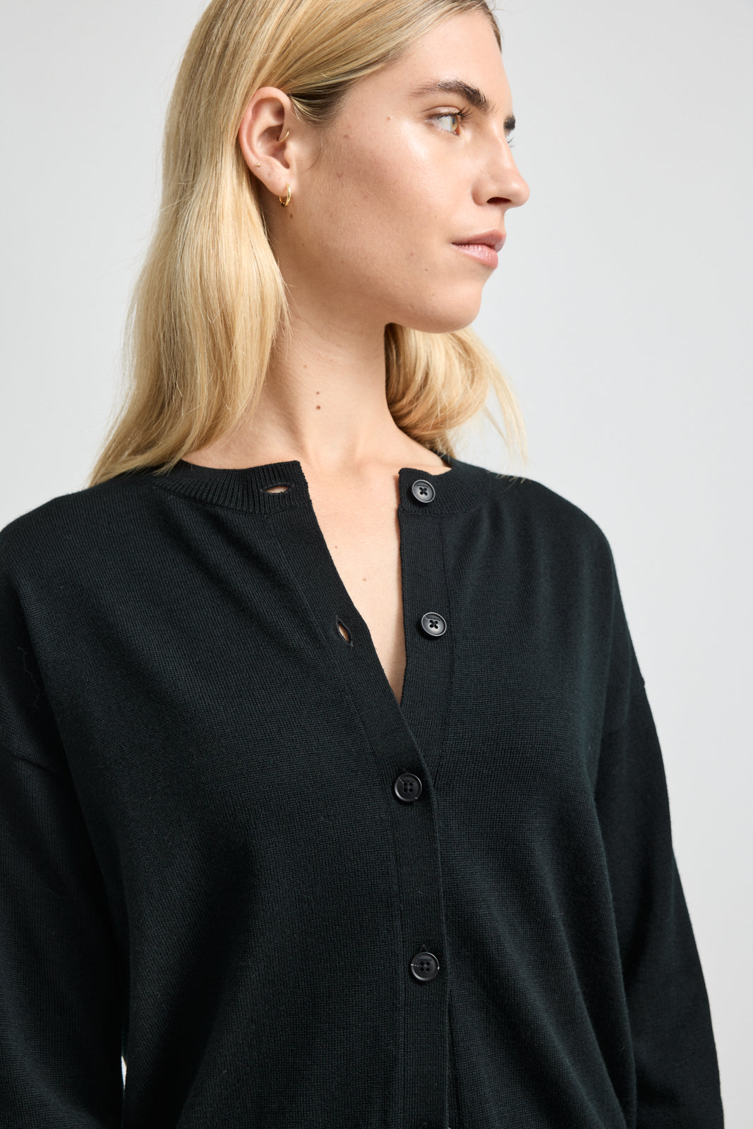 TOORALLIE FINE KNIT CARDIGAN - BLACK - THE VOGUE STORE
