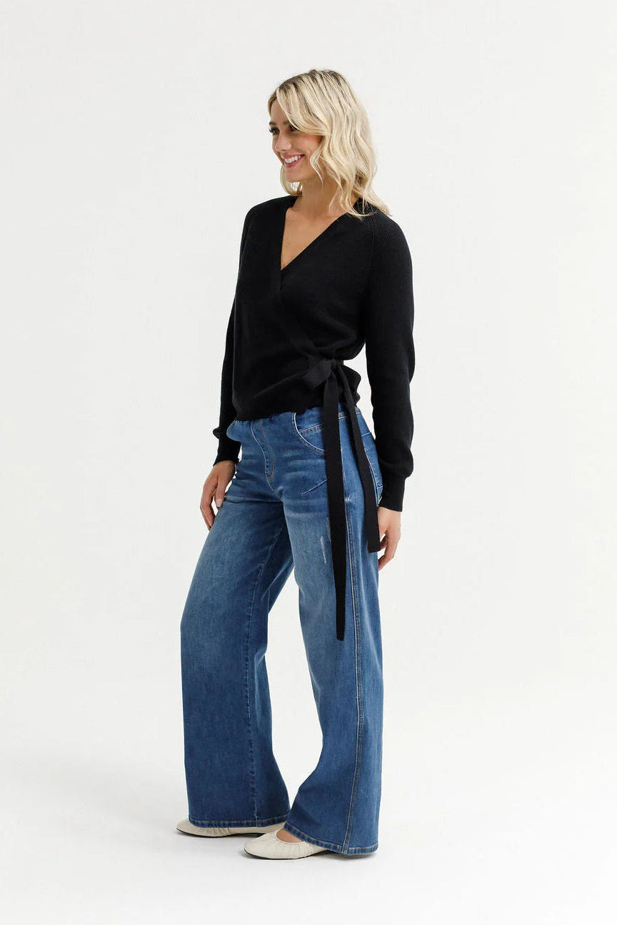 HOMELEE LIZZIE CARDI - BLACK - THE VOGUE STORE