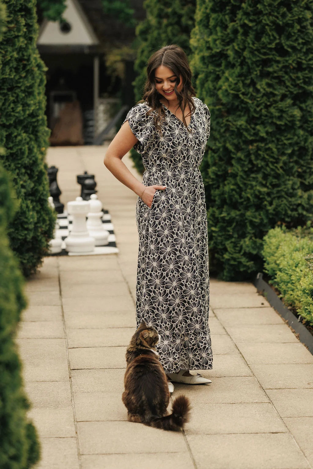 HOMELEE GRETA DRESS - BLACK CHAMPAGNE - THE VOGUE STORE