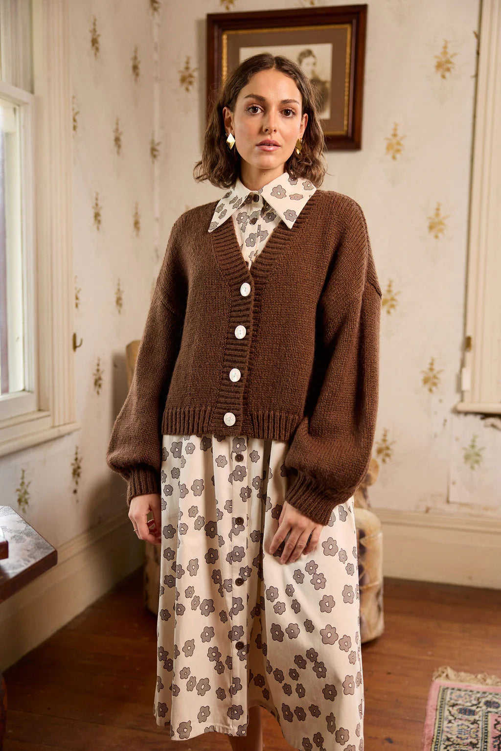THING THING HUDDLE CARDIGAN - CHOCOLATE - THE VOGUE STORE
