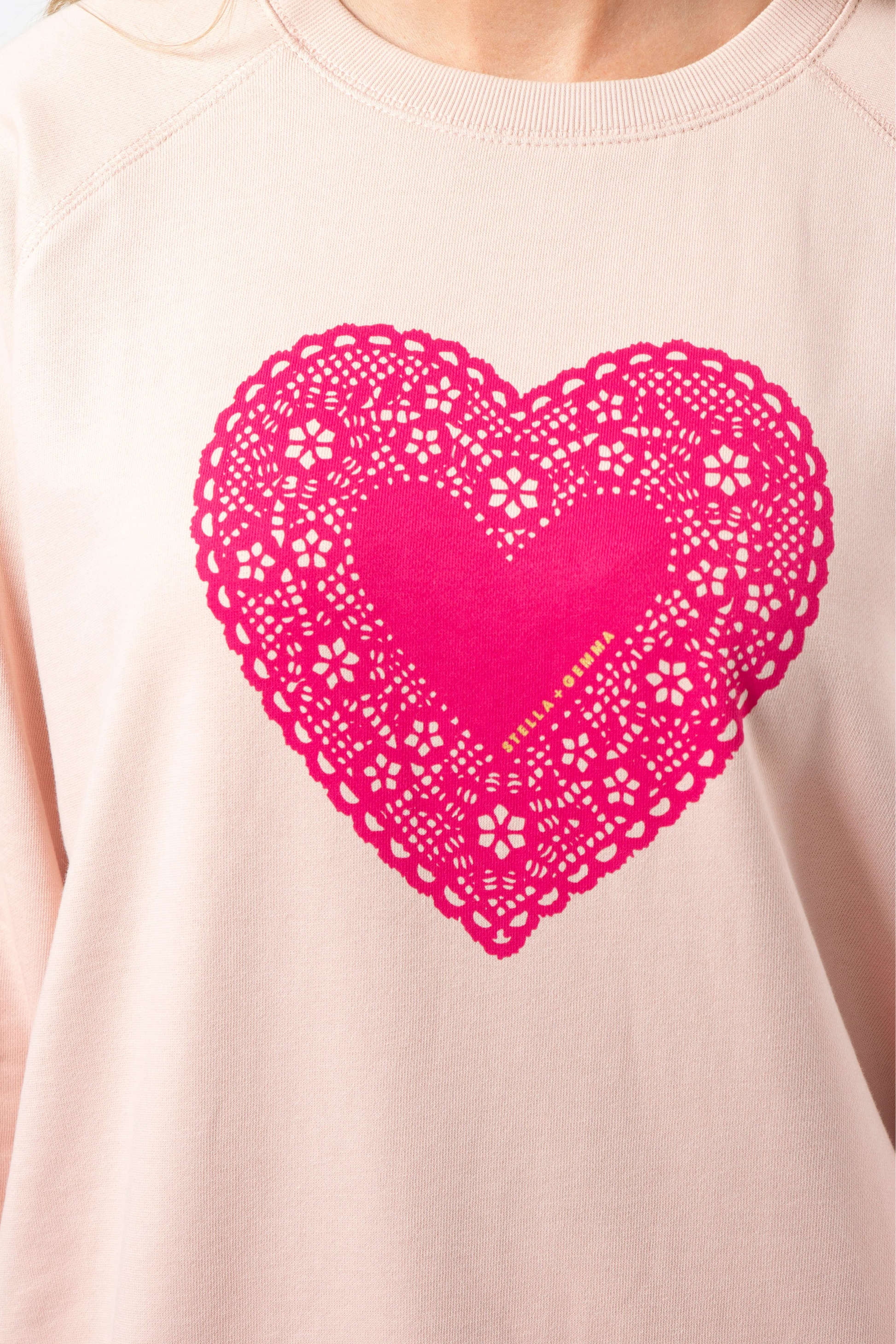 STELLA + GEMMA CLASSIC SWEATER - NEON DOILY HEART - THE VOGUE STORE