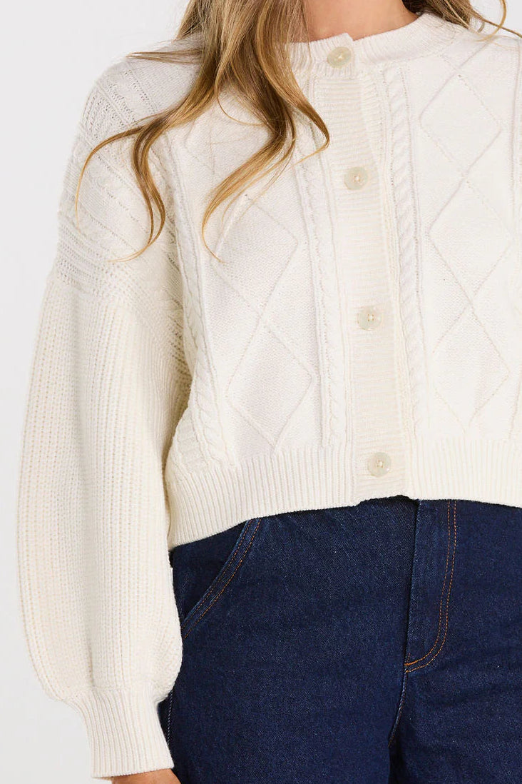 THING THING FLOURISH CARDIGAN - MILKY BAR - THE VOGUE STORE