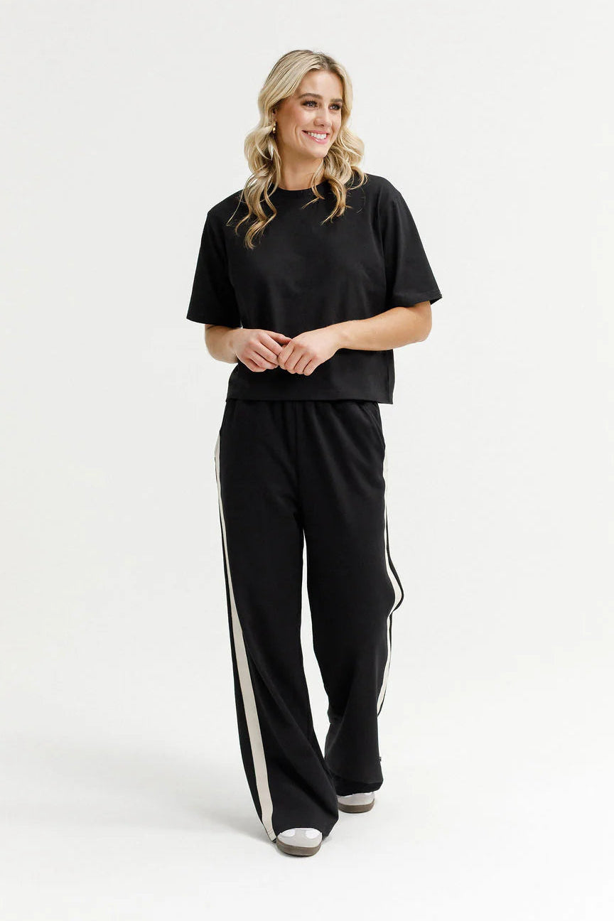HOMELEE PALAZZO PANTS - BLACK & SAND - THE VOGUE STORE