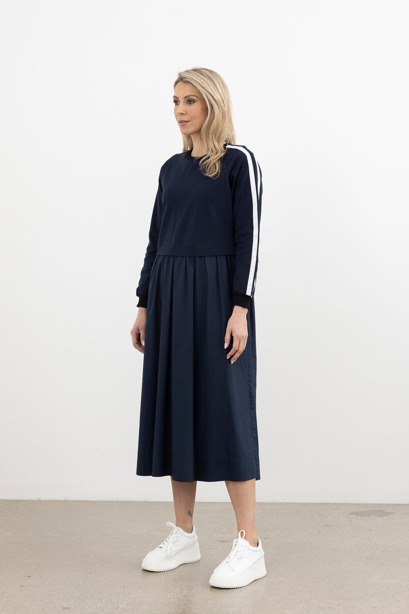 STYLE X LAB FROST NOIR DRESS - NAVY - THE VOGUE STORE