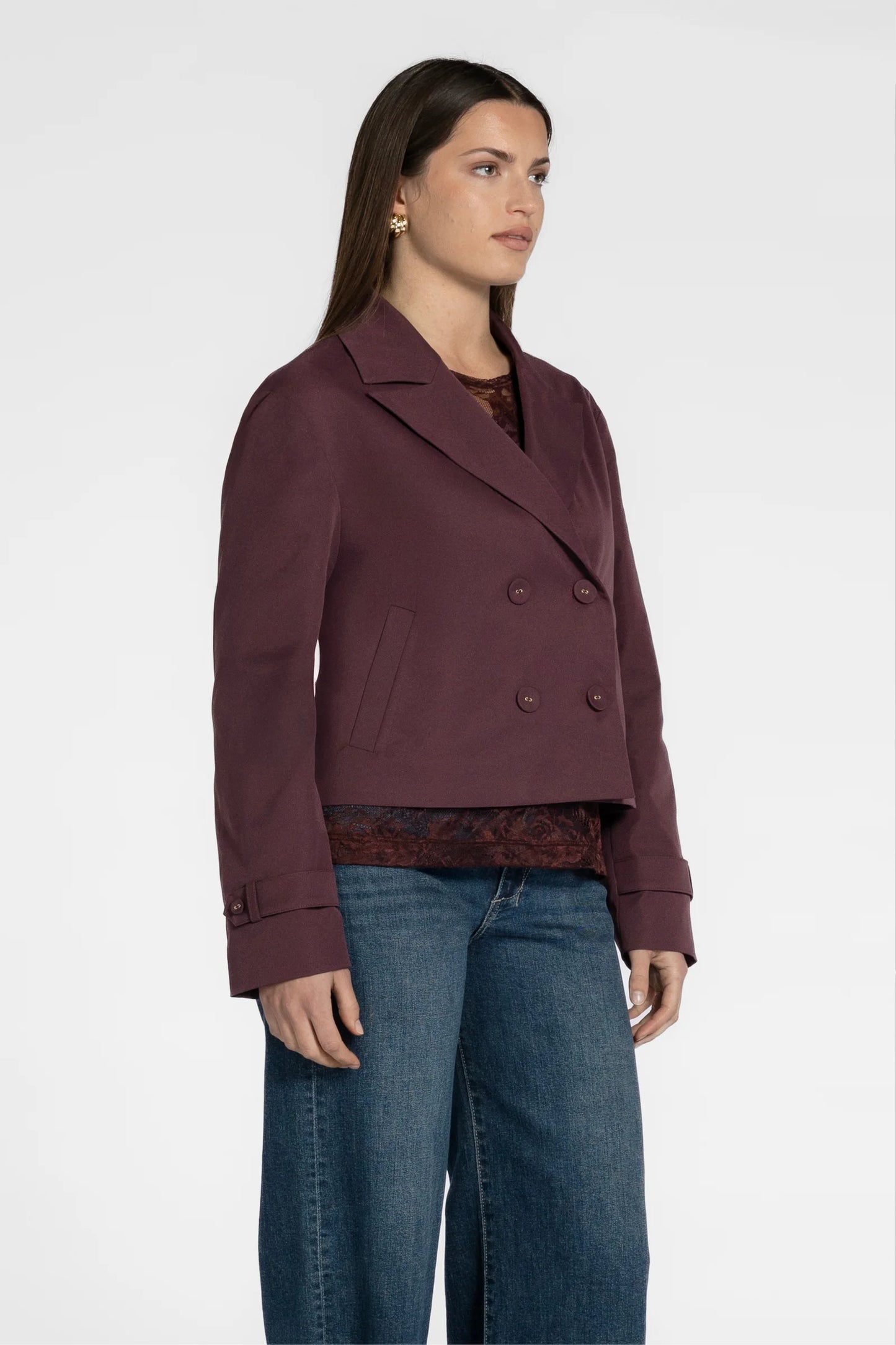 REPERTOIRE GILLIAN CROP TRENCH - BERRY - THE VOGUE STORE