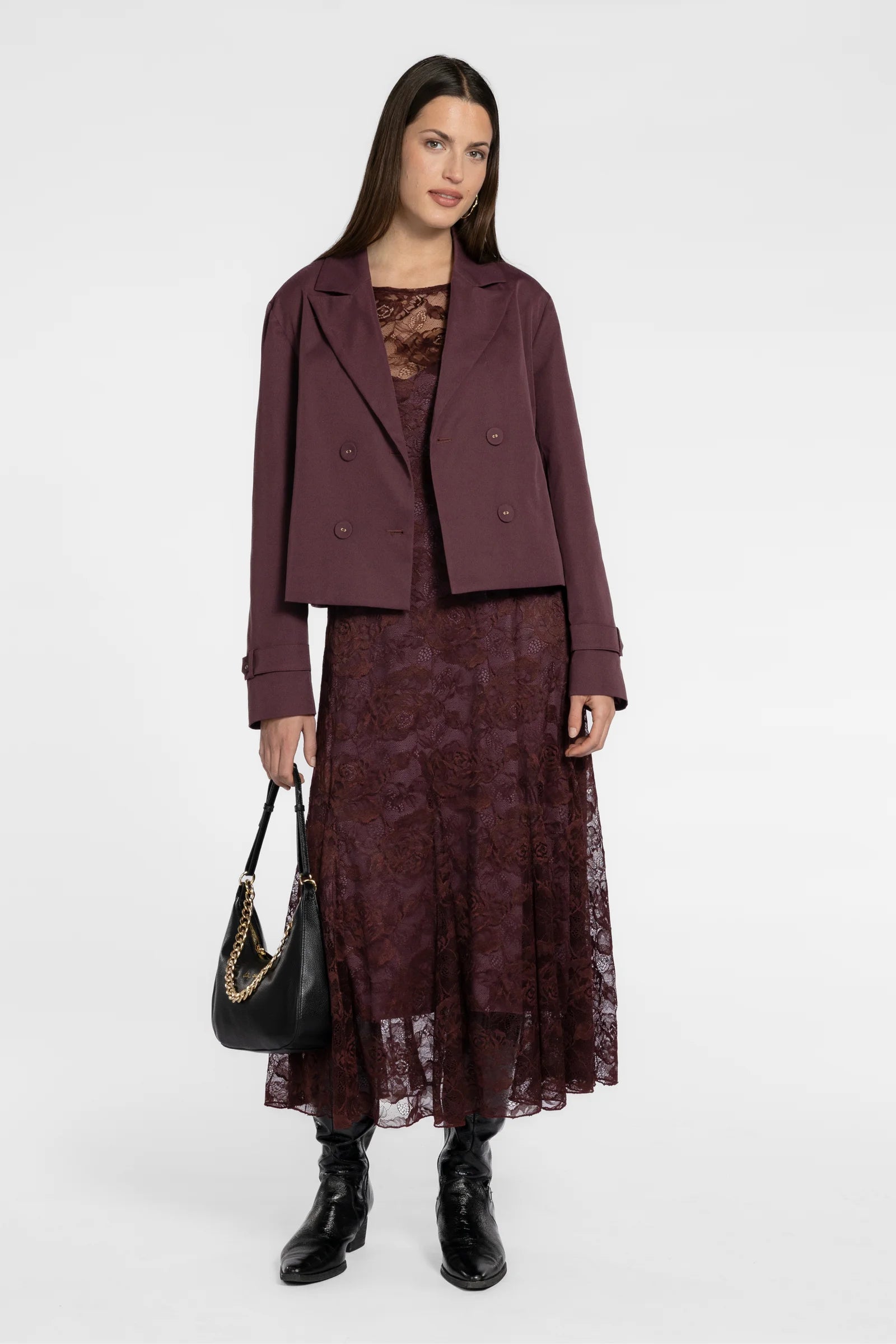 REPERTOIRE GILLIAN CROP TRENCH - BERRY - THE VOGUE STORE