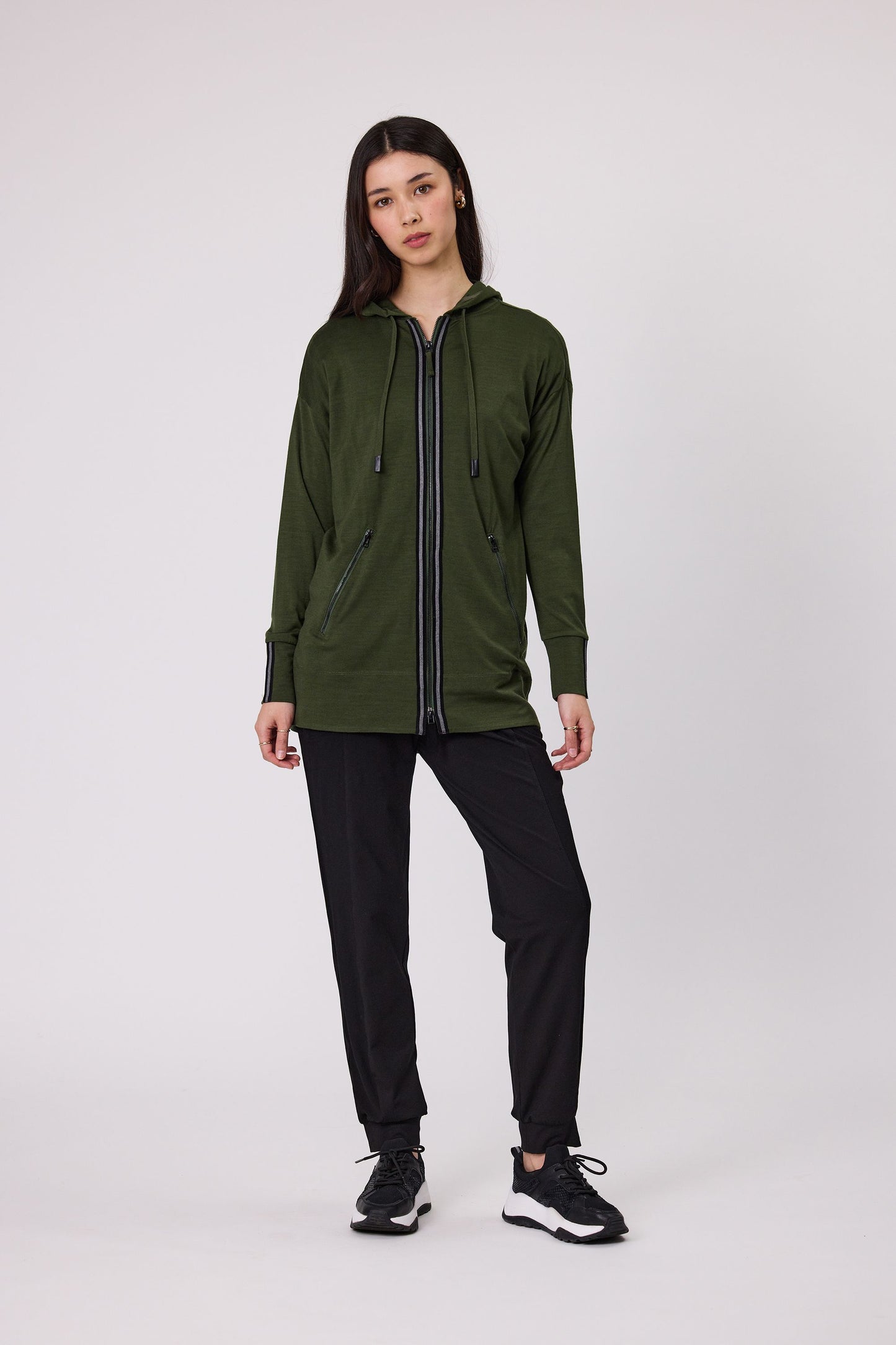 DUO DANI MERINO HOODIE - CHIVE - THE VOGUE STORE