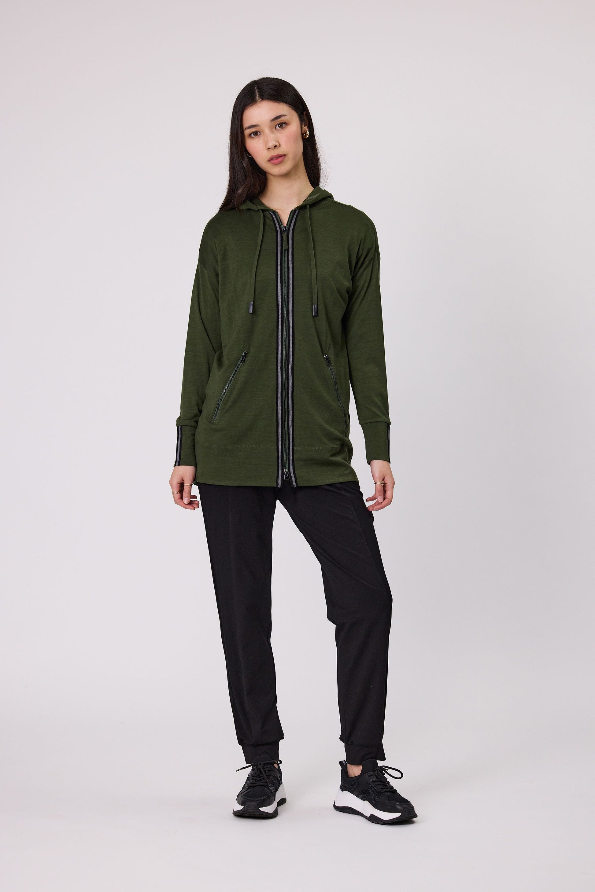 DUO DANI MERINO HOODIE - CHIVE - THE VOGUE STORE