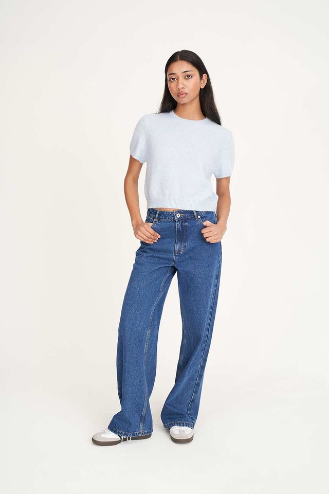 HUFFER CROP KNIT TEE - ICE BLUE - THE VOGUE STORE