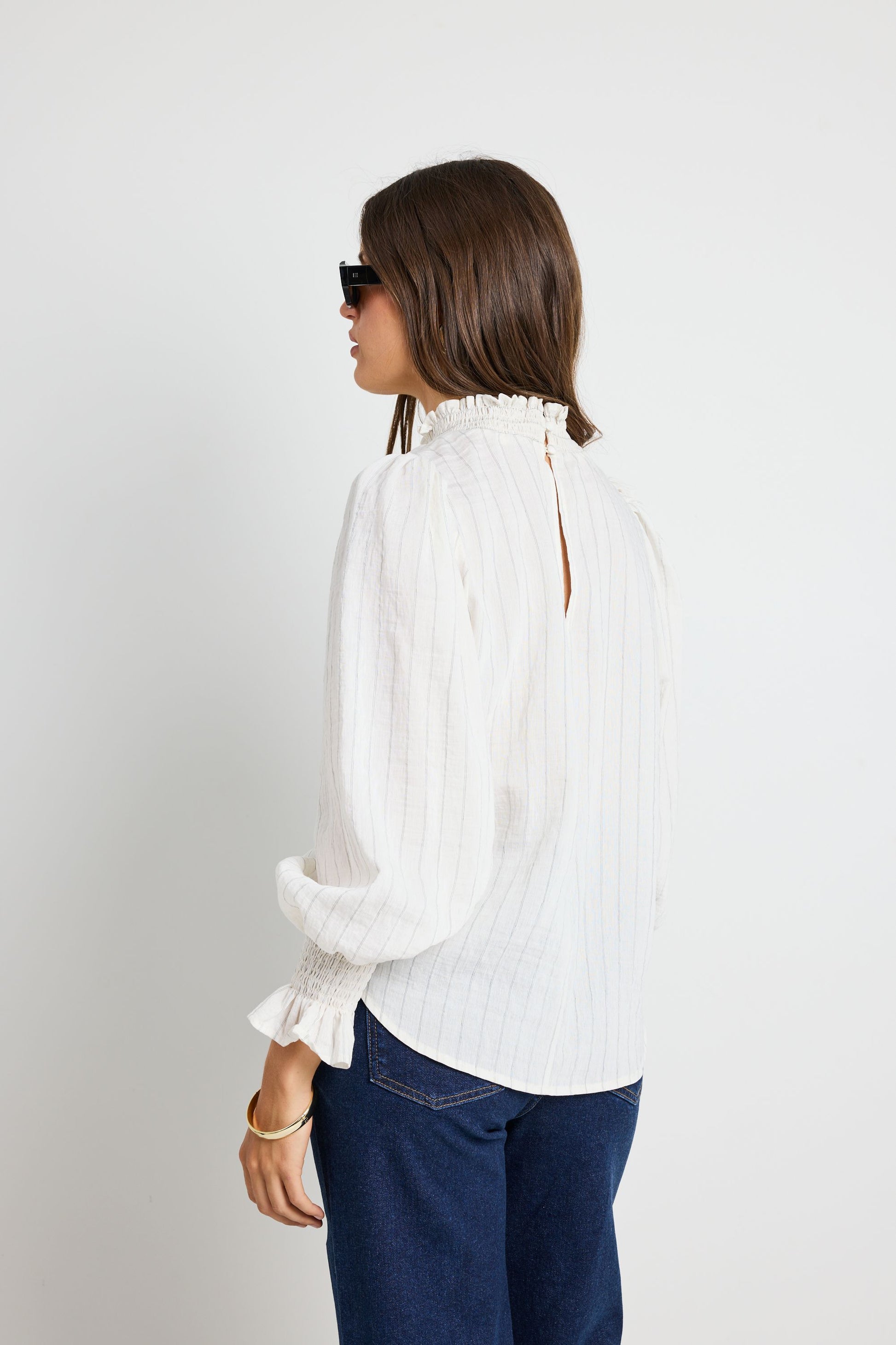 IVY + JACK EMPHATIC IVORY STRIPE HIGH NECK TOP - IVORY STRIPE - THE VOGUE STORE