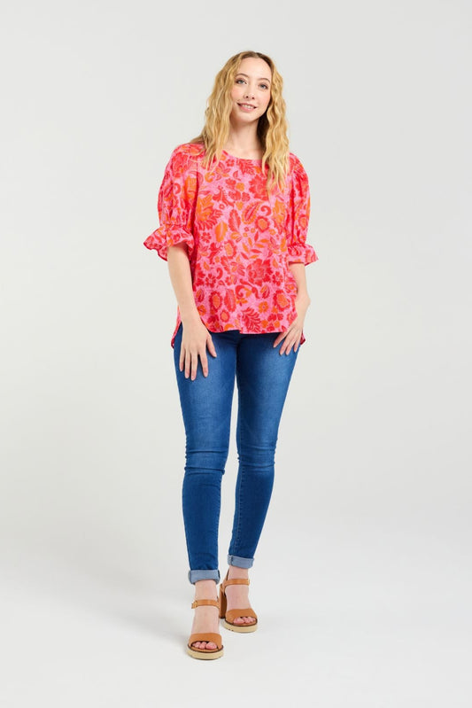 SEDUCE SADIE TOP - ABSTRACT BLUSH - THE VOGUE STORE