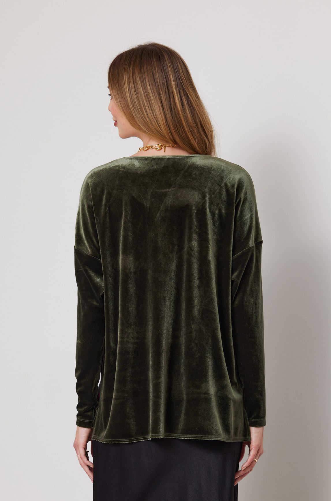 DUO MANON SPLICE TOP - OLIVE PRINT - THE VOGUE STORE