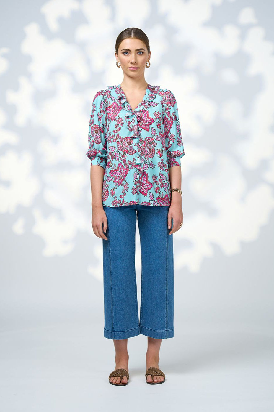 LOOBIES STORY INDIE BLOUSE - TIFFANY BLUE MULTI - THE VOGUE STORE