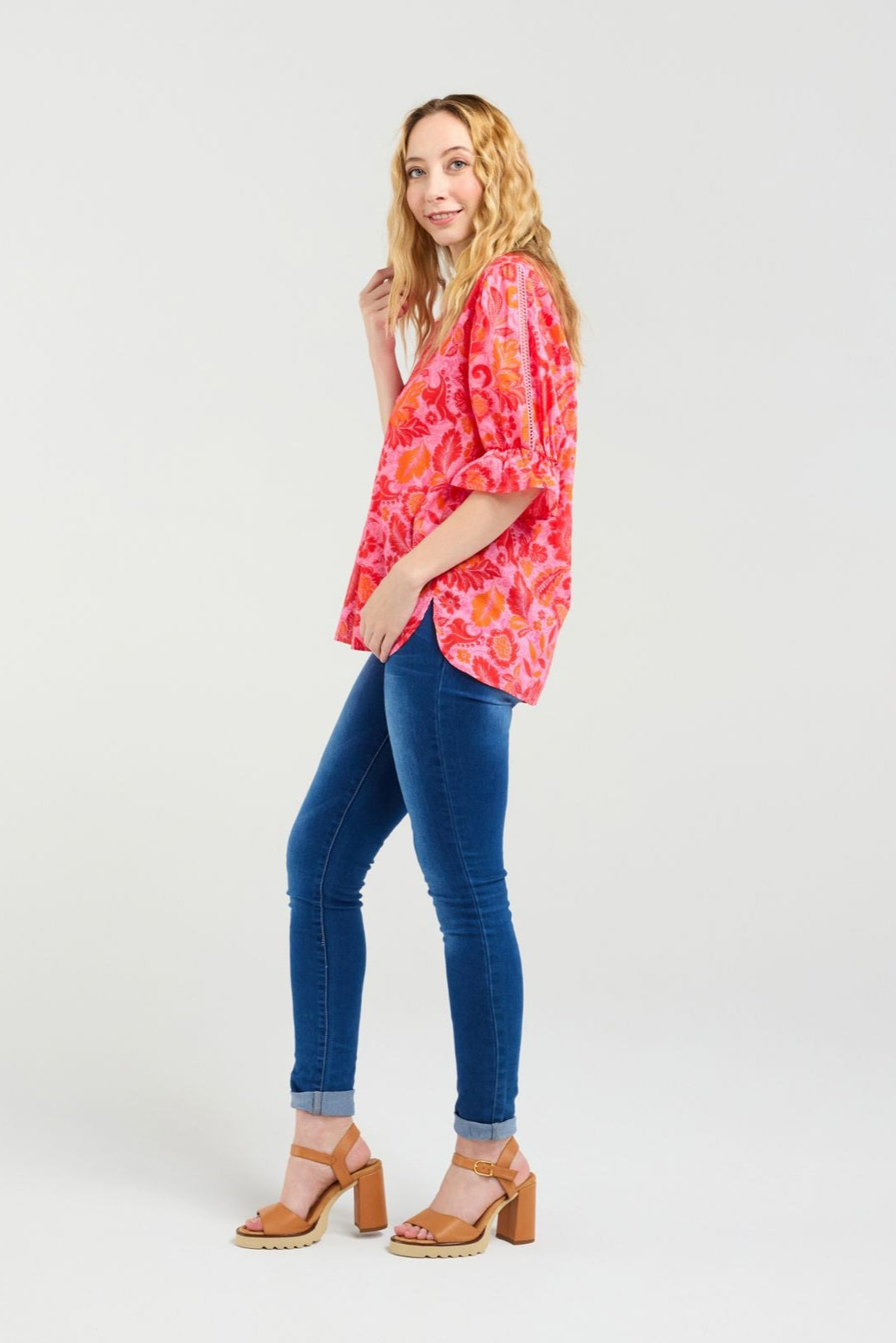 SEDUCE SADIE TOP - ABSTRACT BLUSH - THE VOGUE STORE