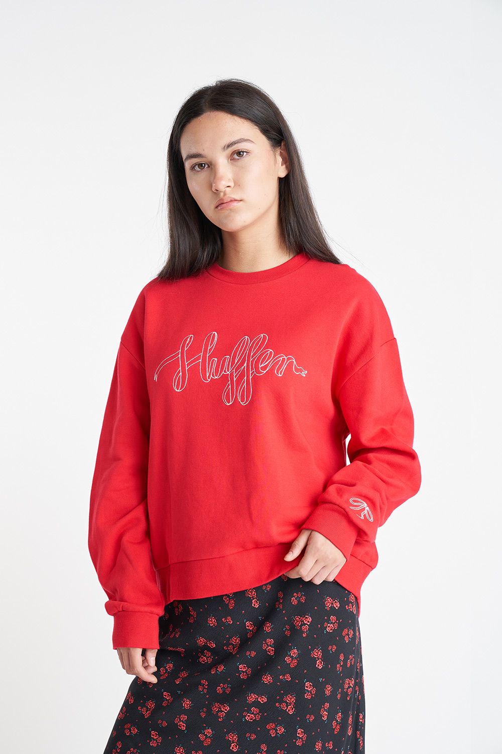 HUFFER SLOUCH CREW 350/BOW - CHERRY - THE VOGUE STORE