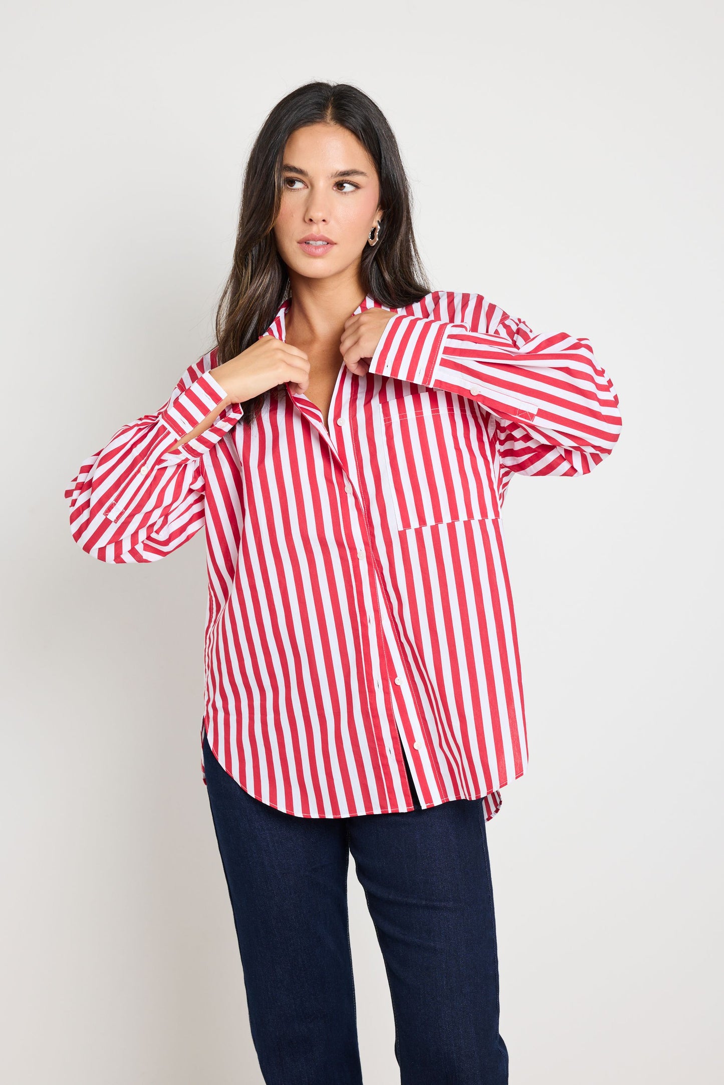 STORIES TO BE TOLD YOU GOT THIS RED STRIPE OVERSIZED SHIRT - RED STRIPE - THE VOGUE STORE