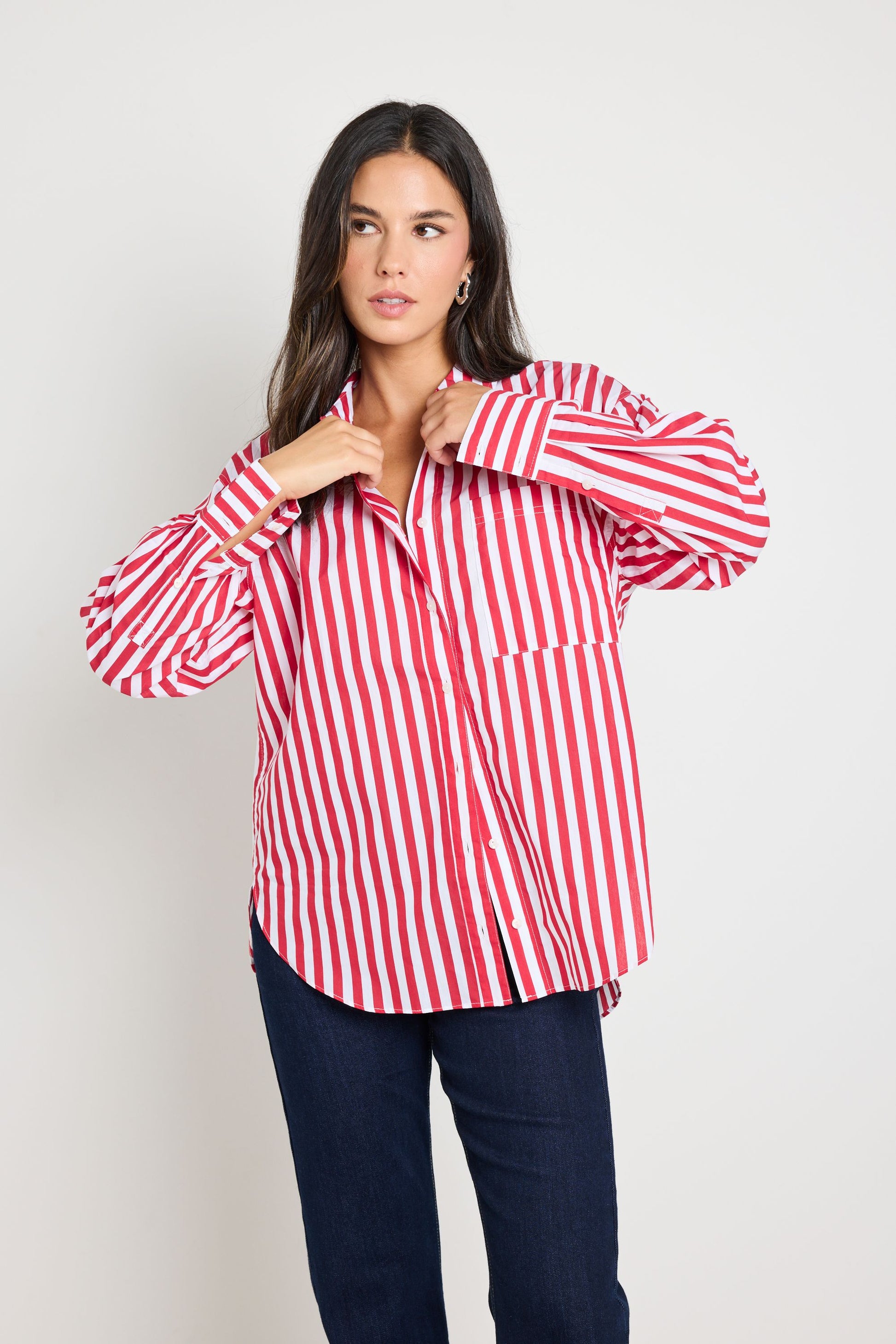STORIES TO BE TOLD YOU GOT THIS RED STRIPE OVERSIZED SHIRT - RED STRIPE - THE VOGUE STORE