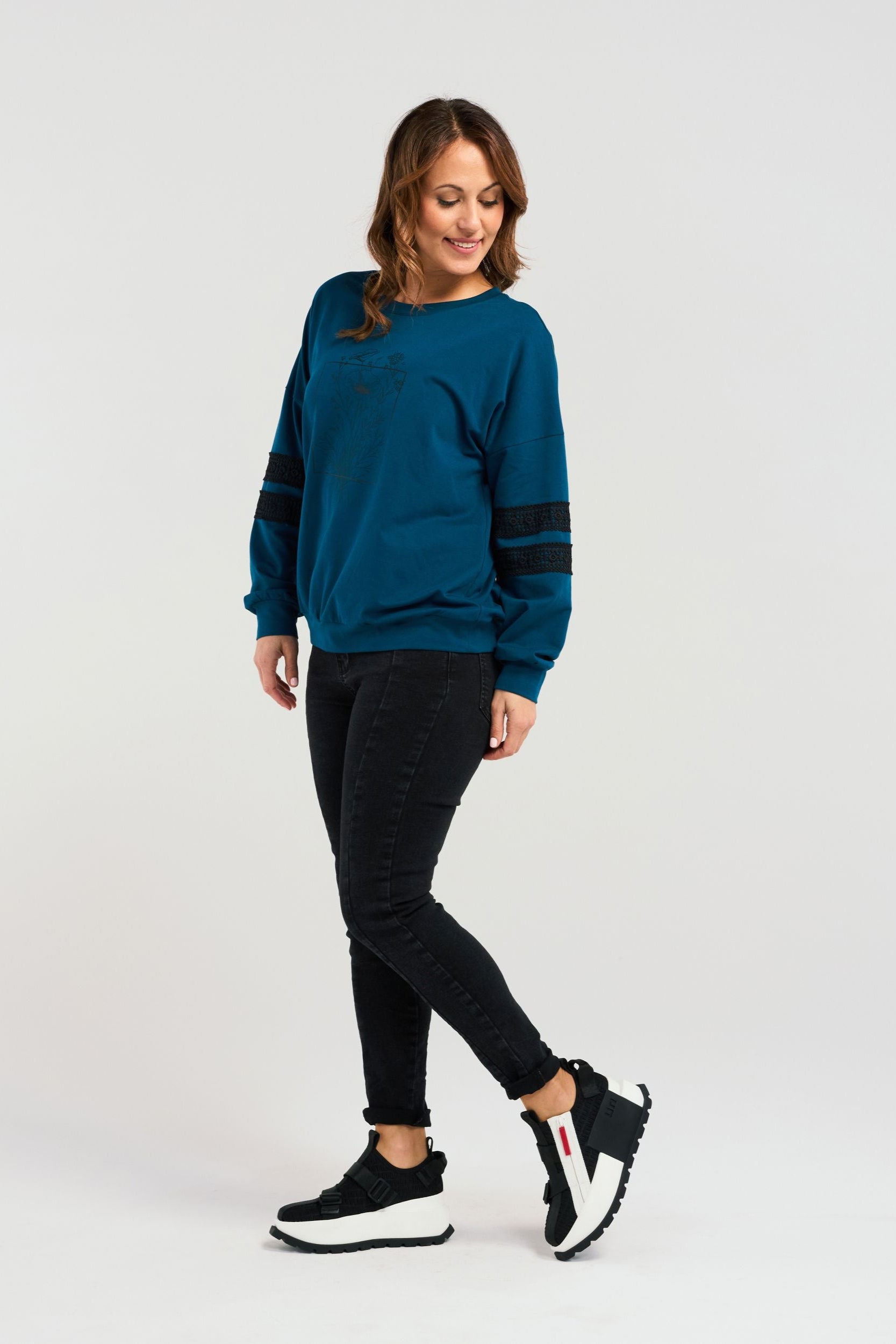 ZAFINA LISA SWEAT - TEAL - THE VOGUE STORE