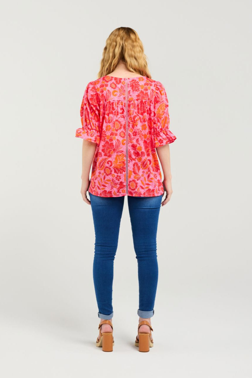 SEDUCE SADIE TOP - ABSTRACT BLUSH - THE VOGUE STORE