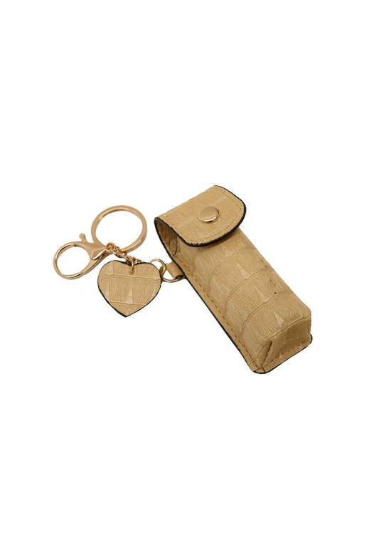 LE FORGE LIPSTICK KEYCHAIN - TAN - THE VOGUE STORE
