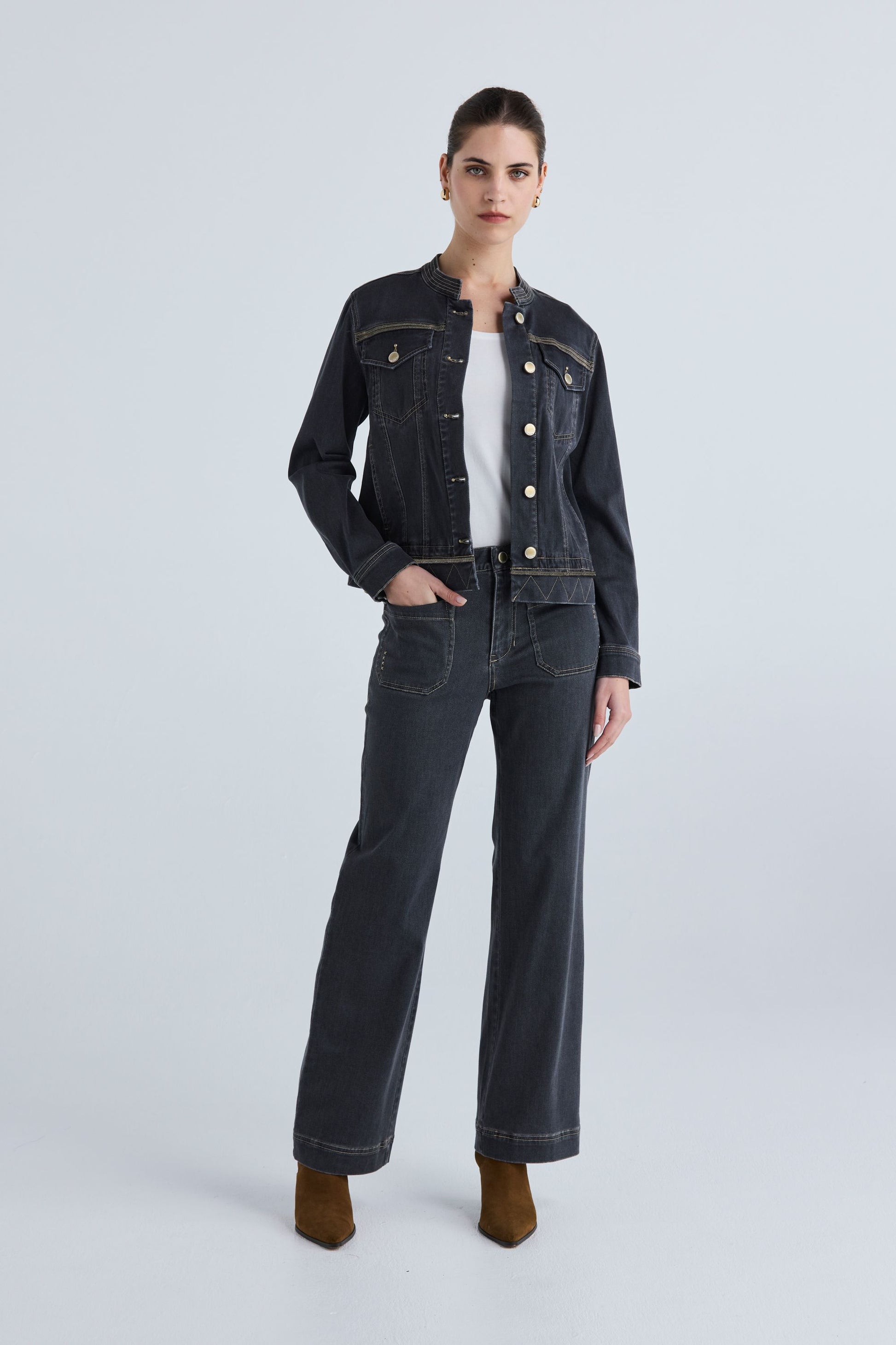 LANIA CHROME JACKET - CHARCOAL - THE VOGUE STORE