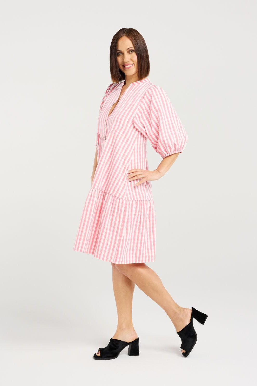 SEDUCE EILEEN DRESS - PINK CHECK - THE VOGUE STORE