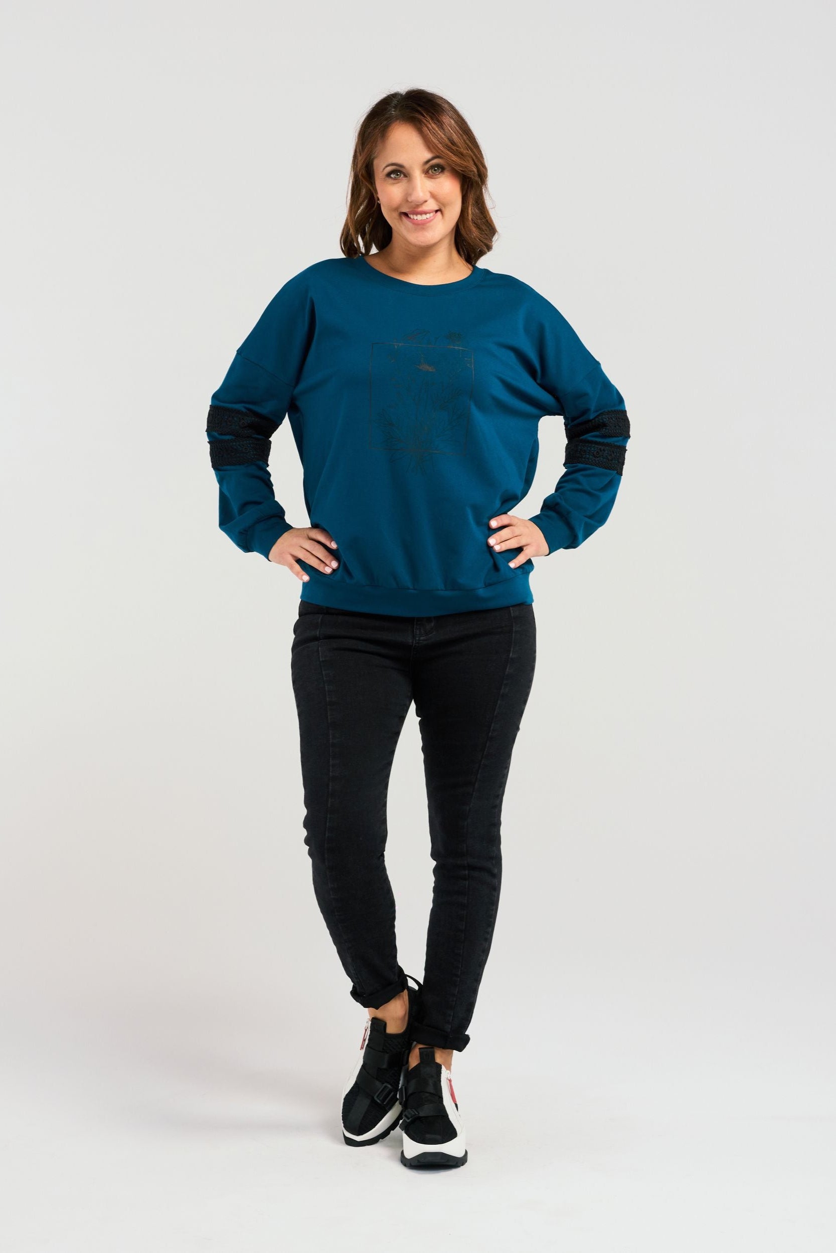 ZAFINA LISA SWEAT - TEAL - THE VOGUE STORE
