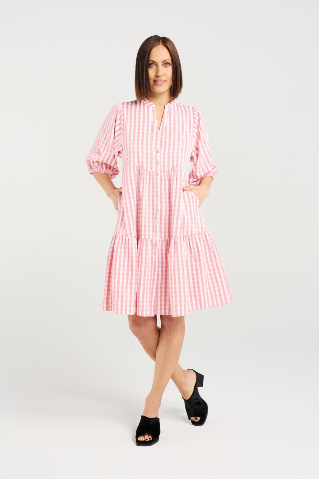 SEDUCE EILEEN DRESS - PINK CHECK - THE VOGUE STORE