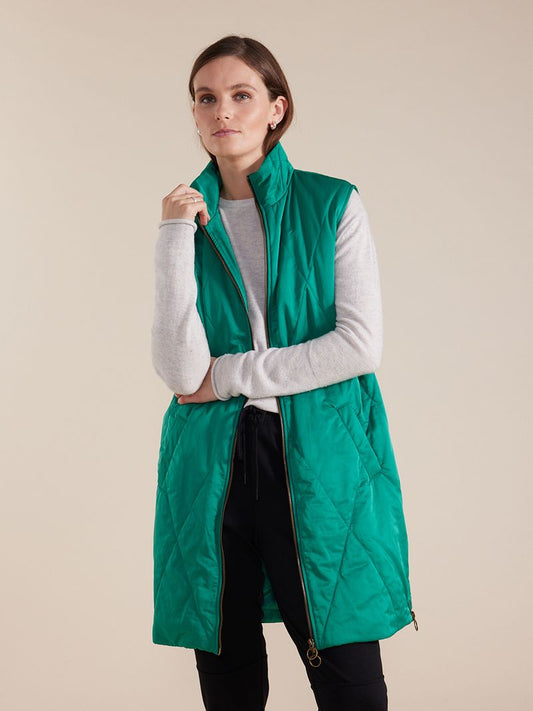 MARCO POLO LONGLINE QUILTED VEST - FOREST - THE VOGUE STORE