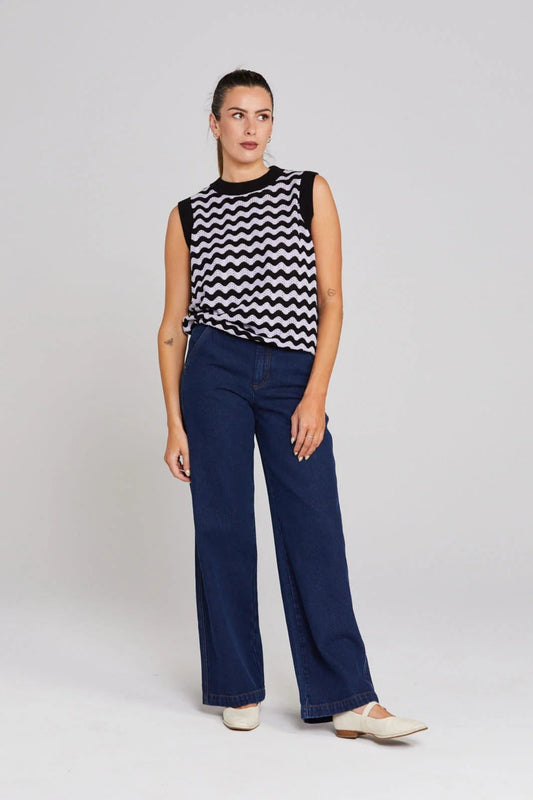 THING THING SQUIGGLE VEST - LILAC NOIR - THE VOGUE STORE