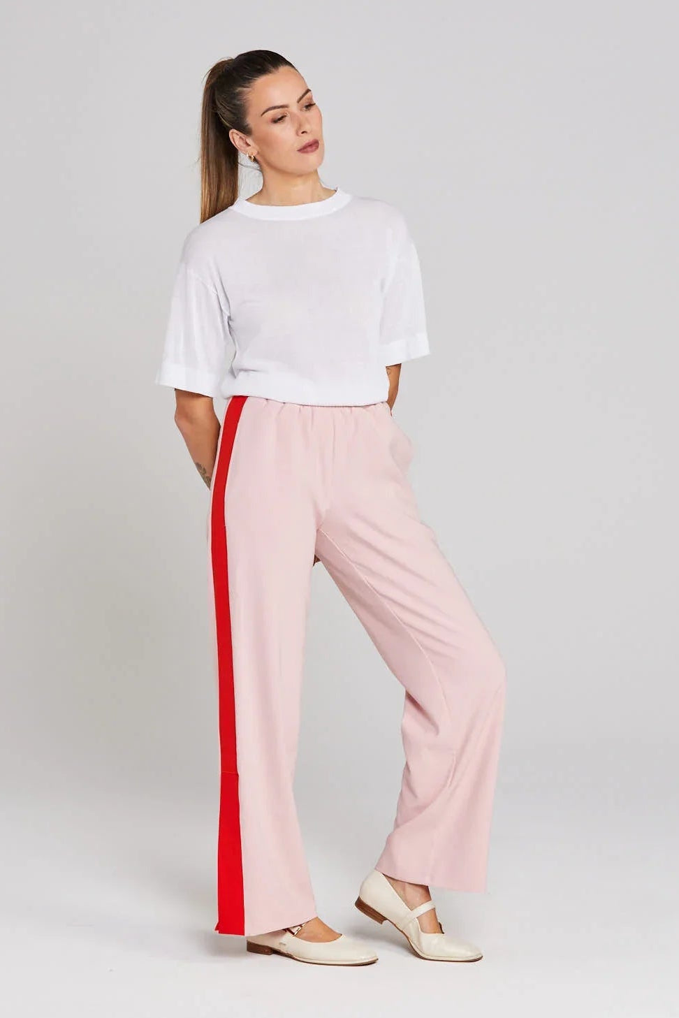 THING THING CONTRAST SNAPPY PANT - PINKY TOMATO = THE VOGUE STORE