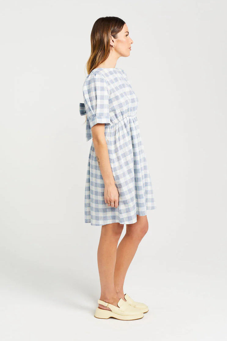 THING THING DAZZLE DRESS - MARINE CHECK - THE VOGUE STORE