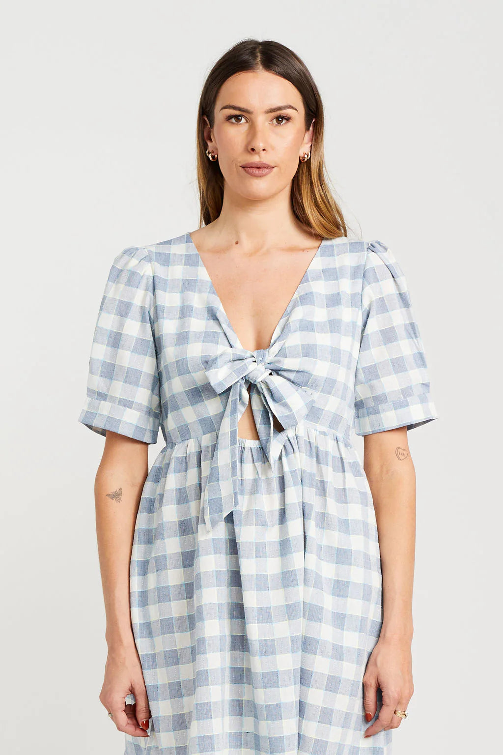 THING THING DAZZLE DRESS - MARINE CHECK - THE VOGUE STORE