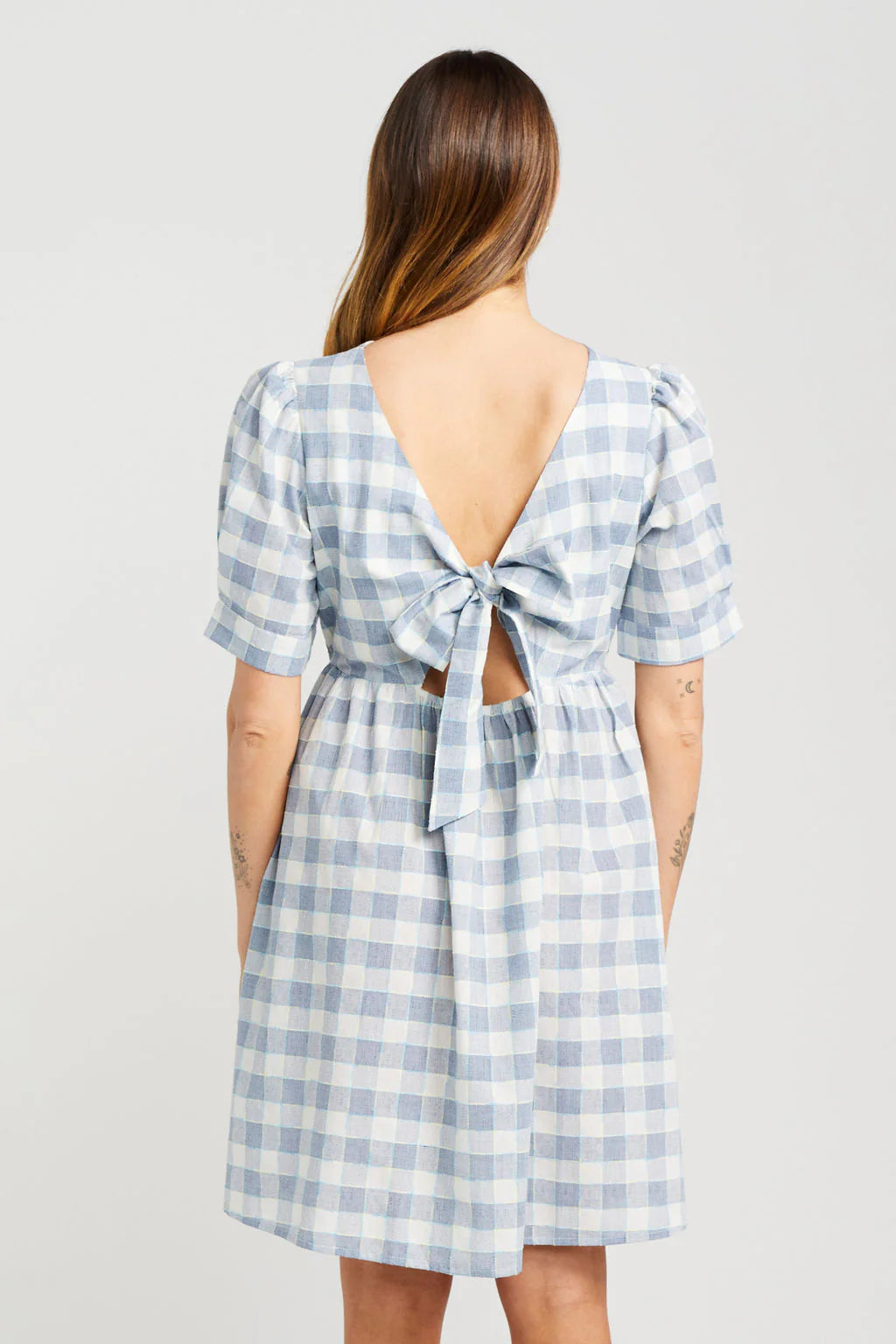 THING THING DAZZLE DRESS - MARINE CHECK - THE VOGUE STORE