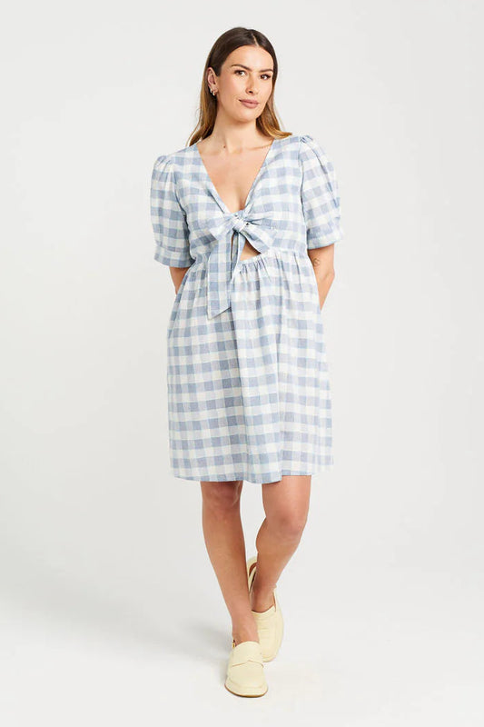 THING THING DAZZLE DRESS - MARINE CHECK - THE VOGUE STORE