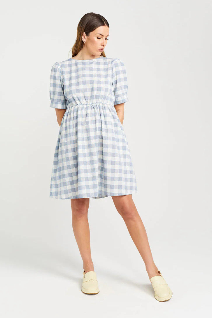 THING THING DAZZLE DRESS - MARINE CHECK - THE VOGUE STORE
