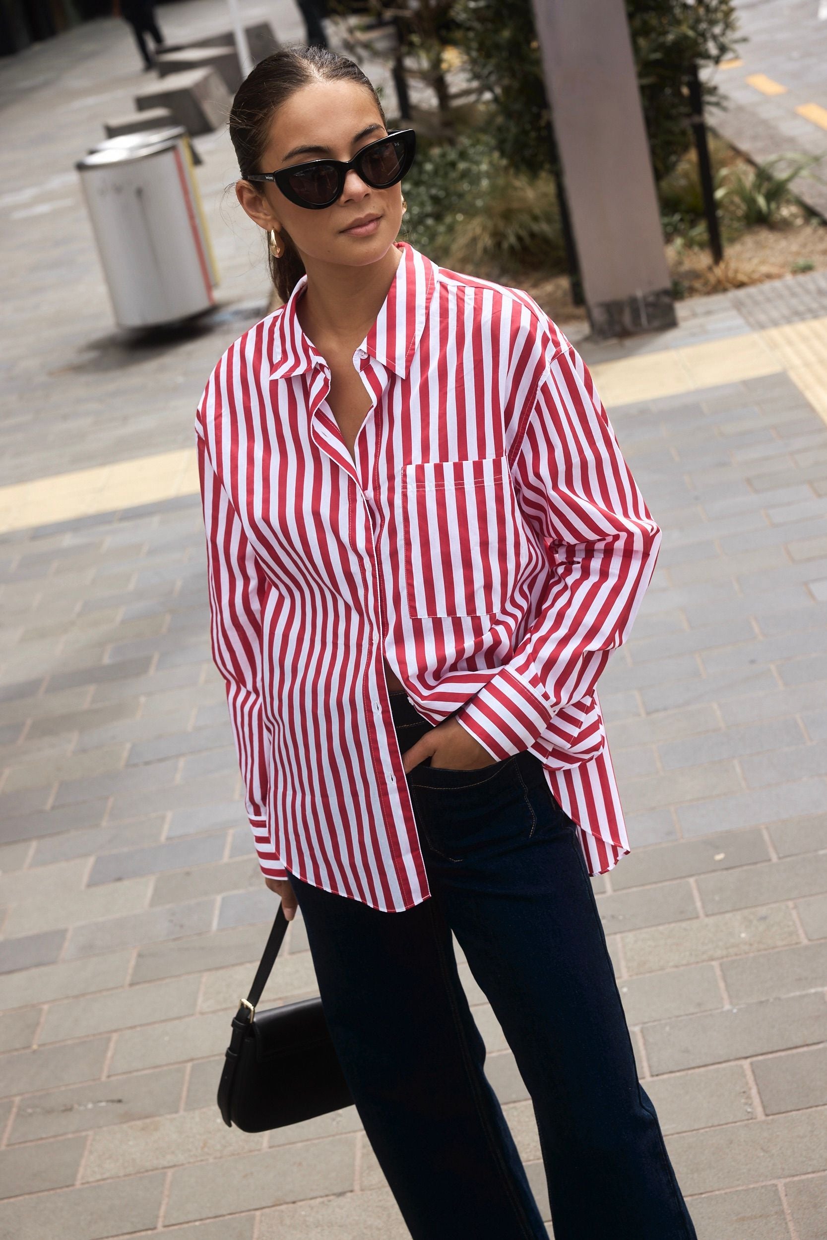 STORIES TO BE TOLD YOU GOT THIS RED STRIPE OVERSIZED SHIRT - RED STRIPE - THE VOGUE STORE