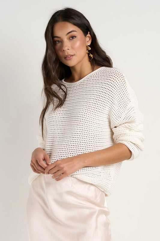 RE:UNION DAWN IVORY CROCHET KNIT JUMPER - THE VOGUE STORE