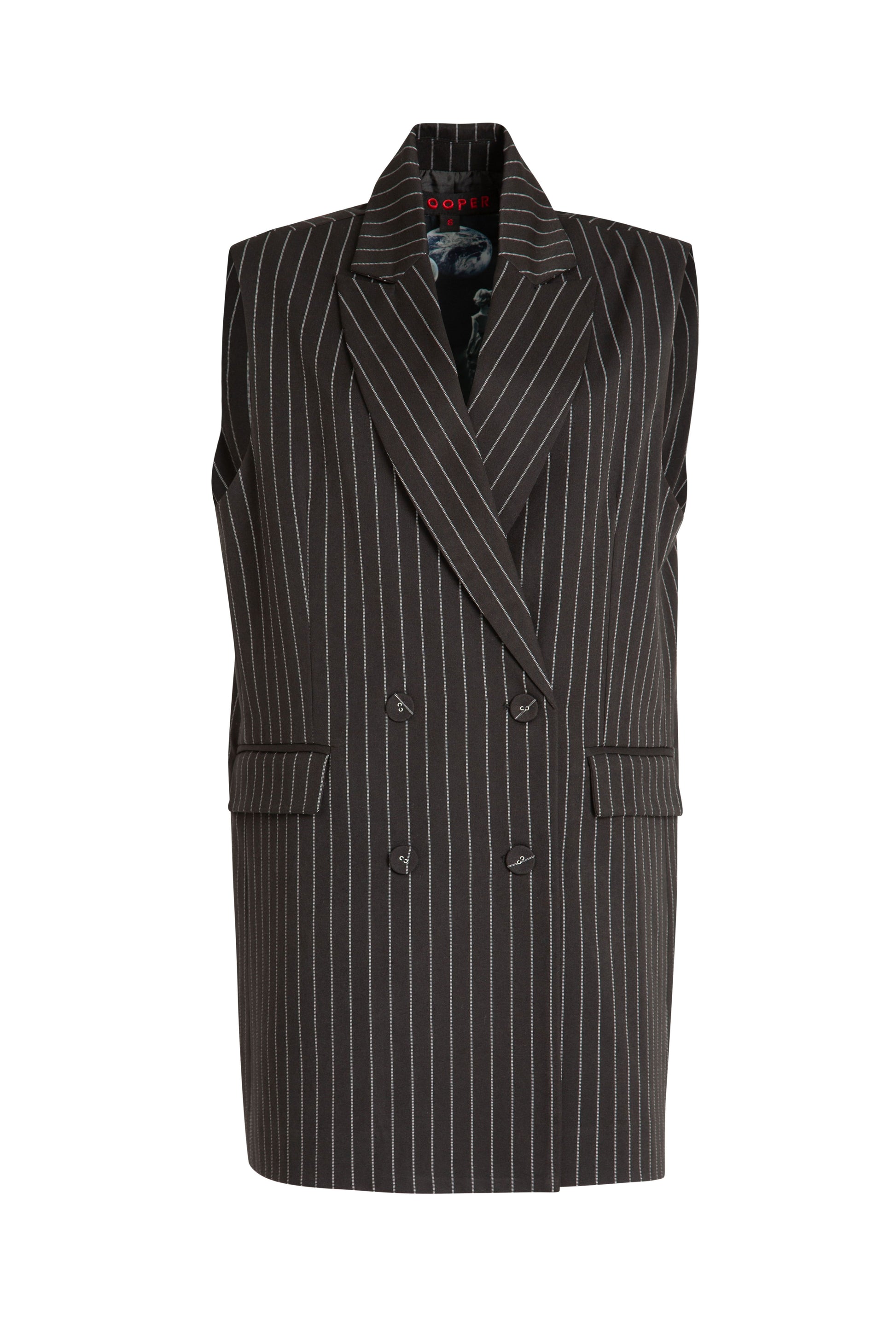 COOPER GET DOWN TO BUSINESS WAISTCOAT - BLACK PINSTRIPE - THE VOGUE STORE