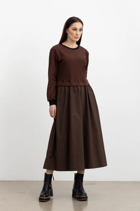 STYLE XLAB FROST NOIR DRESS - BROWN - THE VOGUE STORE