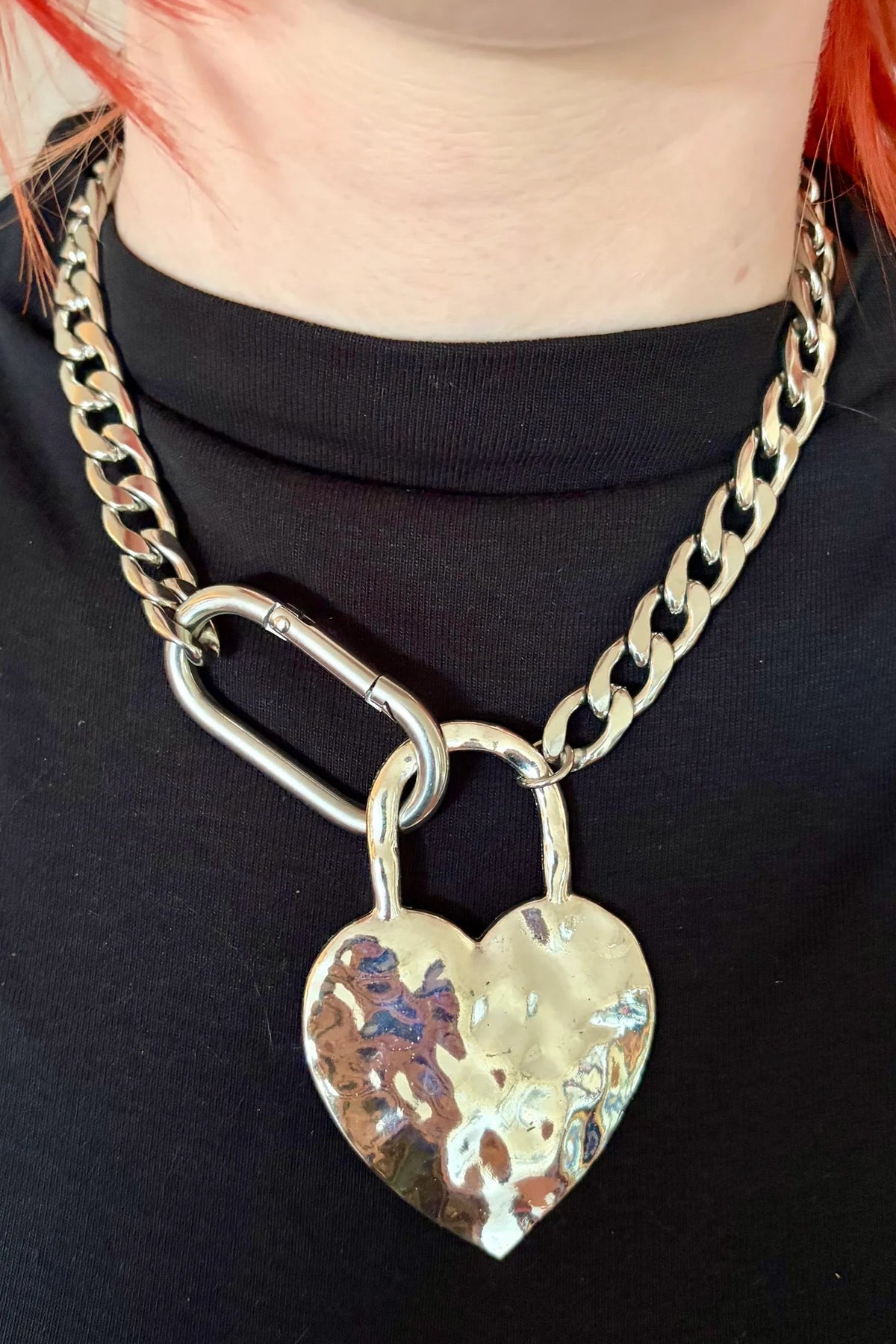 PENNY FOGGO XL BIG CHUNKY HEART CARABINER NECKLACE - THE VOGUE STORE
