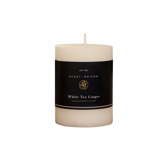 FRENCH COUNTRY MAISON PILLAR CANDLE - WHITE TEA & GINGER  3x4"