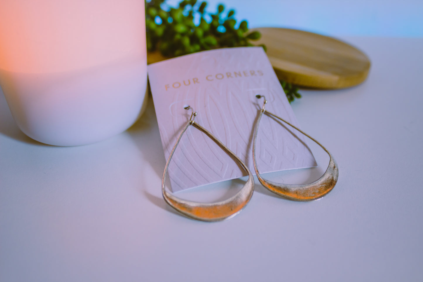 FOUR CORNERS EARRINGS - SILVER CURVED TRIANGLE - RV