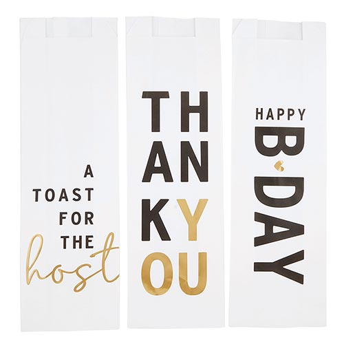 ARTISANSAL PAPER WINE BAGS - PARTY  - 6 ASSORTED