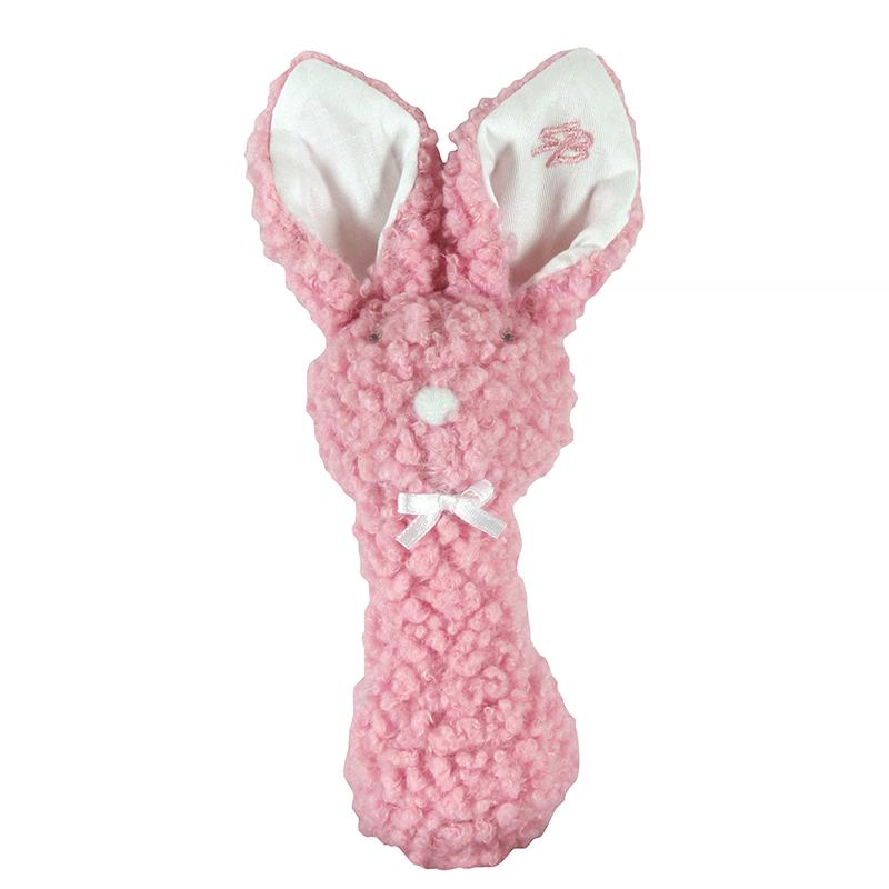 ARTISANAL WOLLY BUNNIE POST RATTLE - PINK